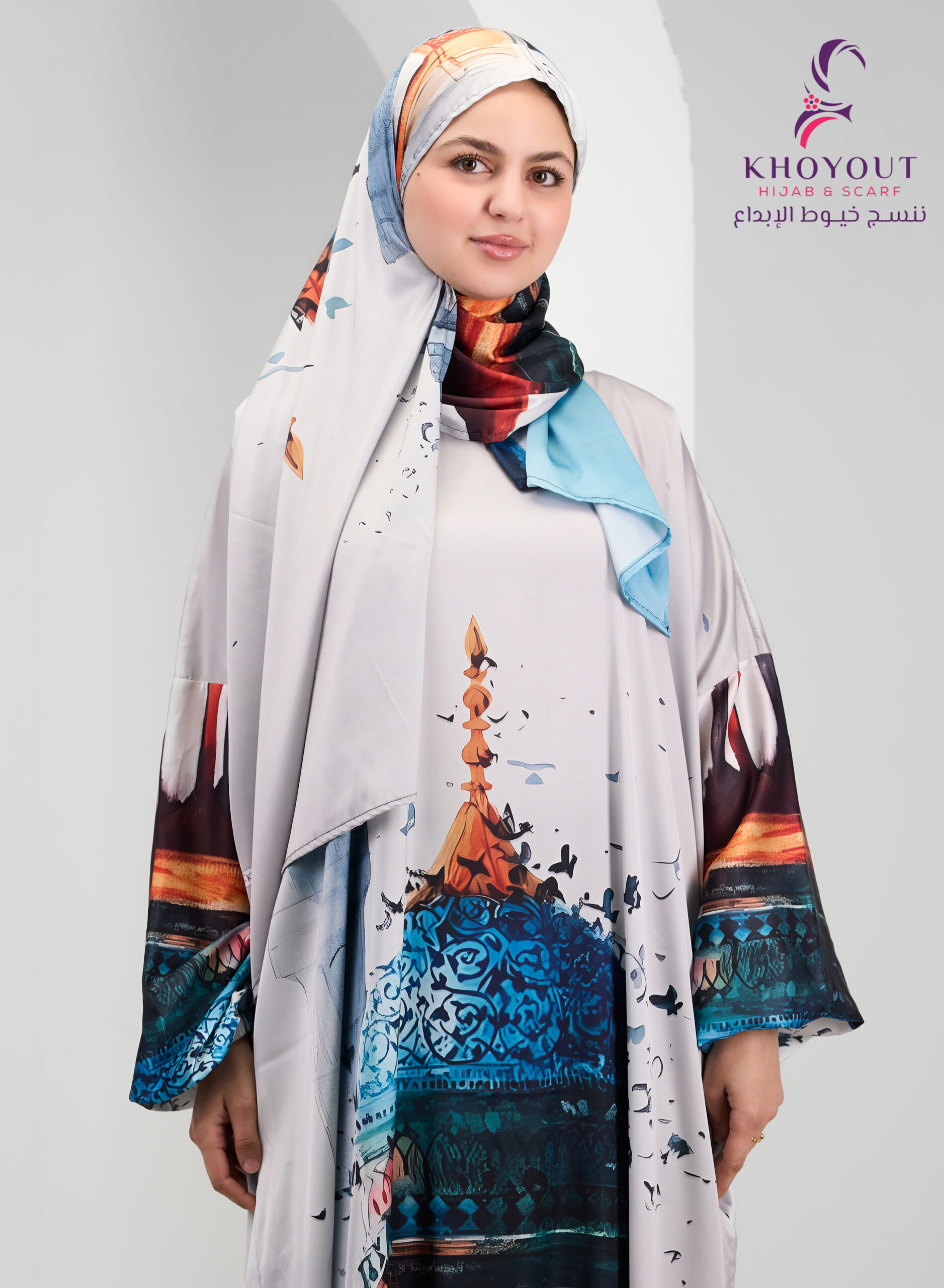 Printed Satin Prayer Dress 79
